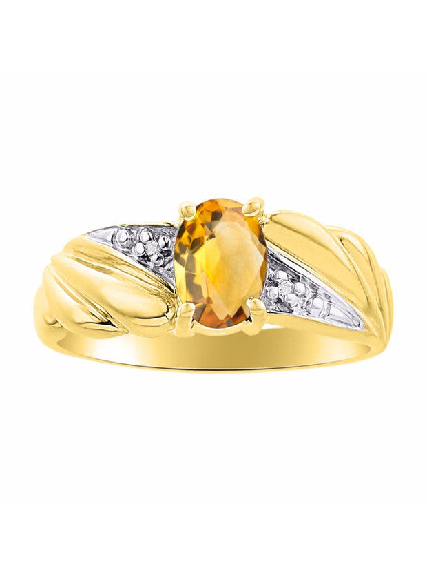 Rylos Angel Wing Birthstone Ring 7X5MM Gemstone & Diamonds - Elegant Stone Jewelry for Women in Yellow Gold Plated Silver, Available in Sizes 5-10