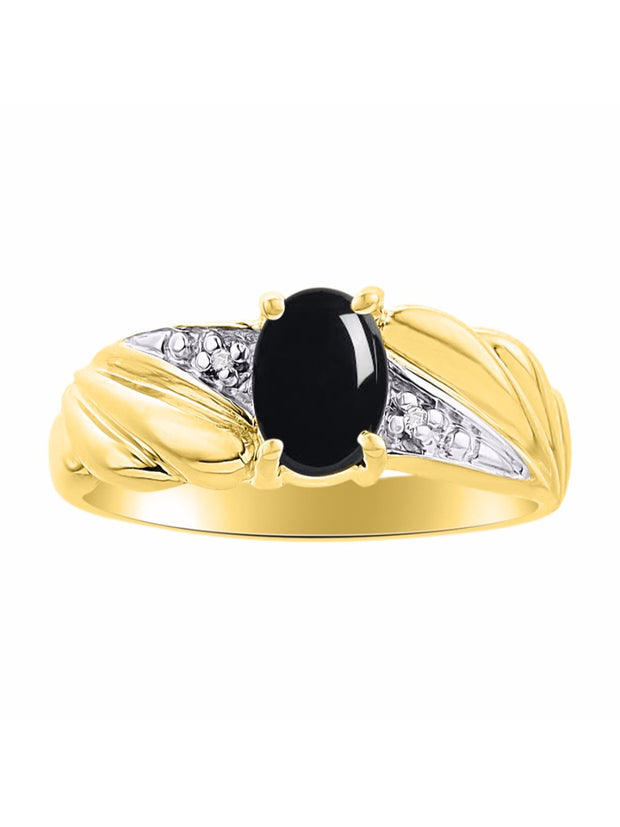 Rylos Angel Wing Birthstone Ring 7X5MM Gemstone & Diamonds - Elegant Stone Jewelry for Women in Yellow Gold Plated Silver, Available in Sizes 5-10