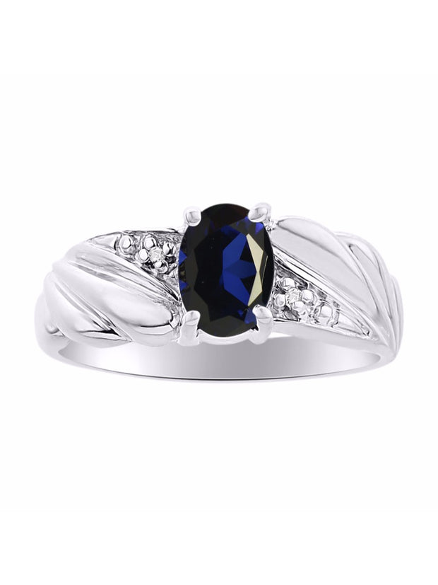 Rylos 14K White Gold Angel Wing Birthstone Ring 7X5MM Gemstone & Diamonds - Captivating Color Stone Jewelry for Women in Gold, Sizes 5-10