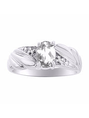 Rylos 14K White Gold Angel Wing Birthstone Ring 7X5MM Gemstone & Diamonds - Captivating Color Stone Jewelry for Women in Gold, Sizes 5-10