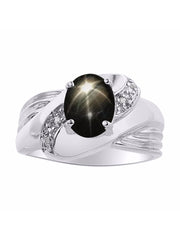 Rylos Ring with Oval 9X7MM Gemstone & Diamonds - Classic Design Gem Jewelry for Women in Sterling Silver, Available in Sizes 5-10