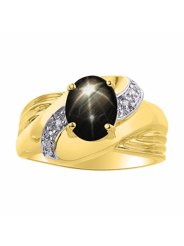 Rylos 14K Yellow Gold Ring with Oval 9X7MM Gemstone & Diamonds - Classic Design Color Stone Jewelry for Women in Gold, Sizes 5-10