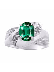 Rylos Ring with Oval 9X7MM Gemstone & Diamonds - Classic Design Gem Jewelry for Women in Sterling Silver, Available in Sizes 5-10