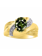 Rylos Ring with Oval 9X7MM Gemstone & Diamonds - Classic Design Gem Jewelry for Women in Yellow Gold Plated Silver, Available in Sizes 5-10