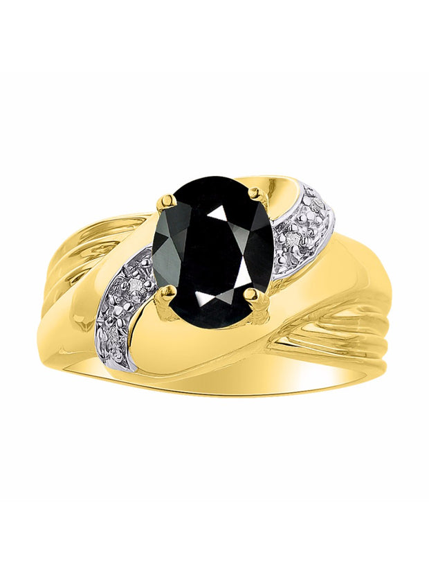 Rylos 14K Yellow Gold Ring with Oval 9X7MM Gemstone & Diamonds - Classic Design Color Stone Jewelry for Women in Gold, Sizes 5-10