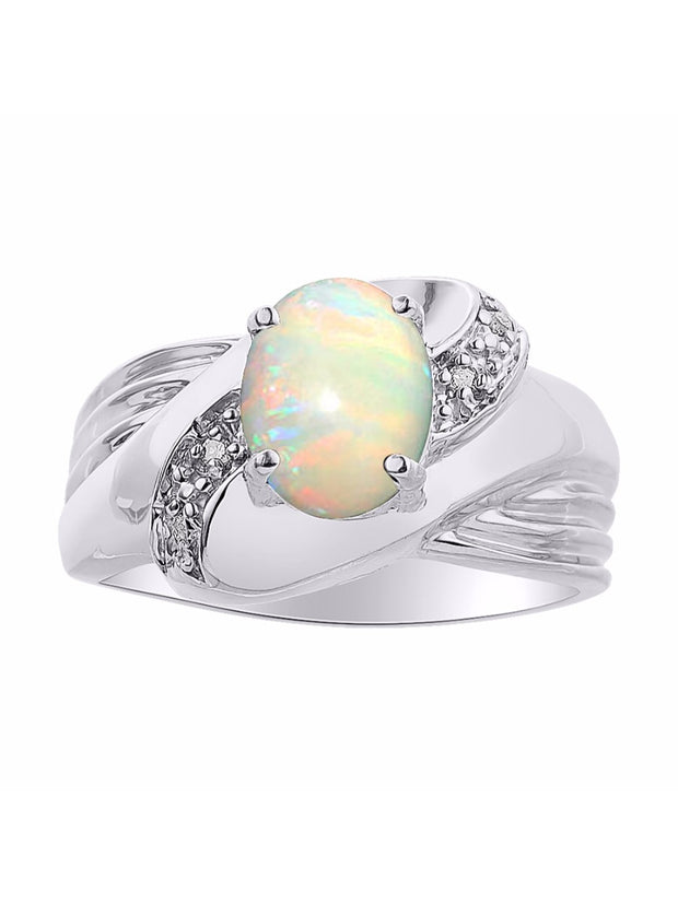 Rylos Ring with Oval 9X7MM Gemstone & Diamonds - Classic Design Gem Jewelry for Women in Sterling Silver, Available in Sizes 5-10