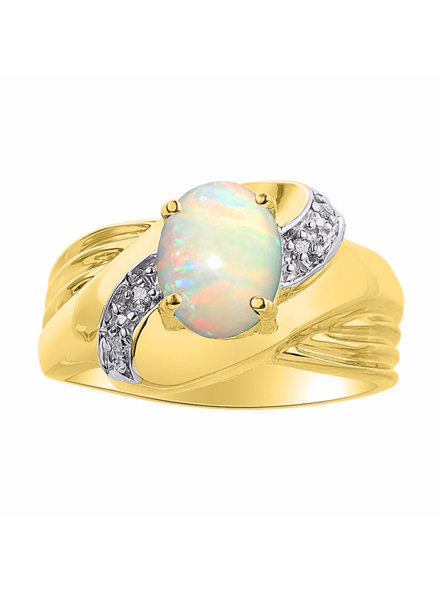 Rylos Ring with Oval 9X7MM Gemstone & Diamonds - Classic Design Gem Jewelry for Women in Yellow Gold Plated Silver, Available in Sizes 5-10