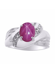 Rylos Ring with Oval 9X7MM Gemstone & Diamonds - Classic Design Gem Jewelry for Women in Sterling Silver, Available in Sizes 5-10