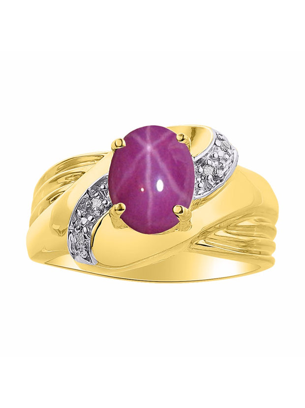 Rylos Ring with Oval 9X7MM Gemstone & Diamonds - Classic Design Gem Jewelry for Women in Yellow Gold Plated Silver, Available in Sizes 5-10