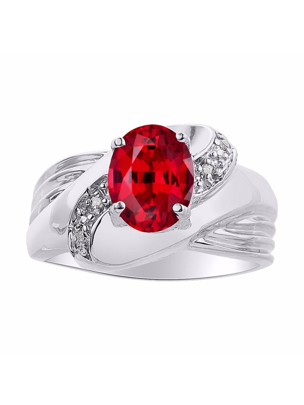 Rylos Ring with Oval 9X7MM Gemstone & Diamonds - Classic Design Gem Jewelry for Women in Sterling Silver, Available in Sizes 5-10