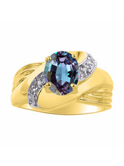 Rylos Ring with Oval 9X7MM Gemstone & Diamonds - Classic Design Gem Jewelry for Women in Yellow Gold Plated Silver, Available in Sizes 5-10