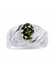 Rylos Ring with Oval 8X6MM Gemstone & Diamonds - Classic Design Gem Jewelry for Women in Sterling Silver, Available in Sizes 5-10