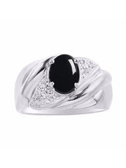 Rylos Ring with Oval 8X6MM Gemstone & Diamonds - Classic Design Gem Jewelry for Women in Sterling Silver, Available in Sizes 5-10