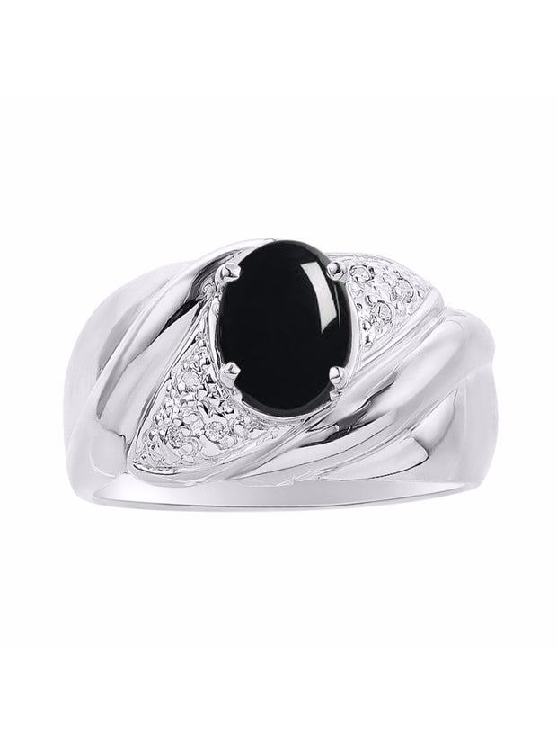 Rylos 14K White Gold Ring with Oval 8X6MM Gemstone & Diamonds - Classic Design Color Stone Jewelry for Women in Gold, Sizes 5-10