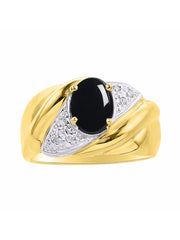 Rylos Ring with Oval 8X6MM Gemstone & Diamonds - Classic Design Gem Jewelry for Women in Yellow Gold Plated Silver, Available in Sizes 5-10