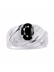 Rylos Ring with Oval 8X6MM Gemstone & Diamonds - Classic Design Gem Jewelry for Women in Sterling Silver, Available in Sizes 5-10