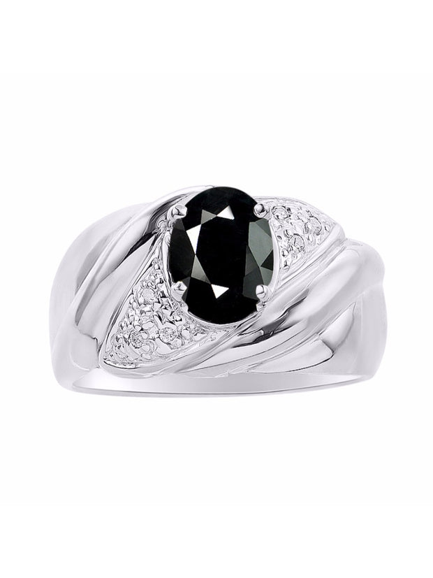 Rylos Ring with Oval 8X6MM Gemstone & Diamonds - Classic Design Gem Jewelry for Women in Sterling Silver, Available in Sizes 5-10