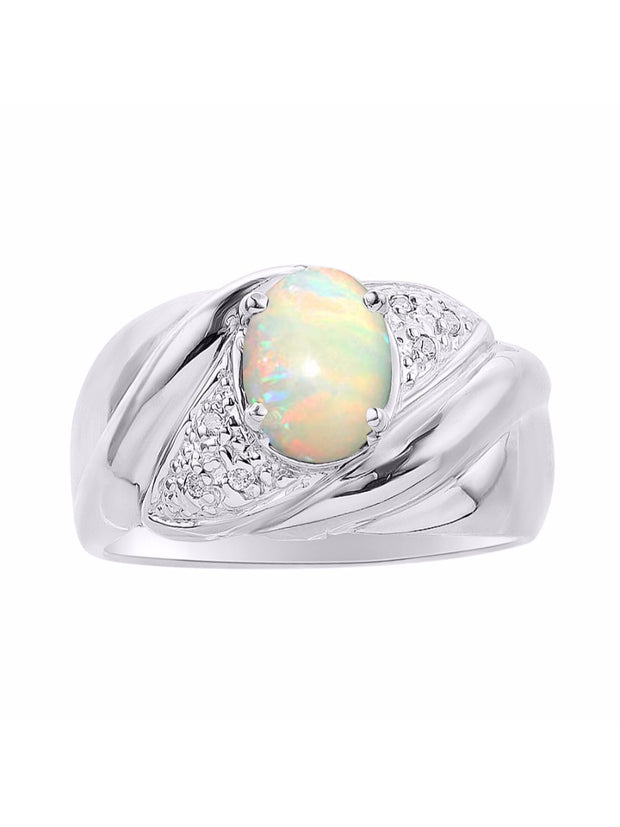 Rylos Ring with Oval 8X6MM Gemstone & Diamonds - Classic Design Gem Jewelry for Women in Sterling Silver, Available in Sizes 5-10