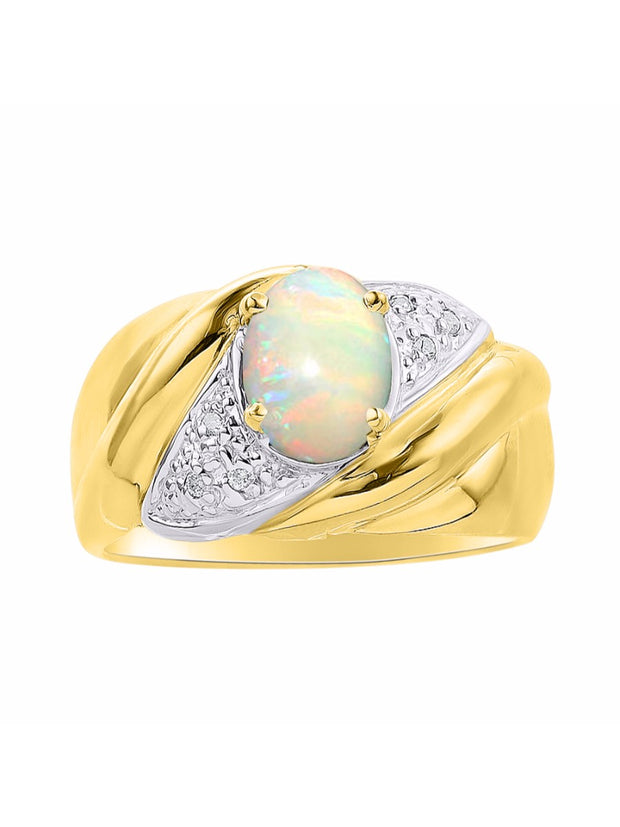 Rylos Ring with Oval 8X6MM Gemstone & Diamonds - Classic Design Gem Jewelry for Women in Yellow Gold Plated Silver, Available in Sizes 5-10