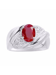 Rylos Ring with Oval 8X6MM Gemstone & Diamonds - Classic Design Gem Jewelry for Women in Sterling Silver, Available in Sizes 5-10