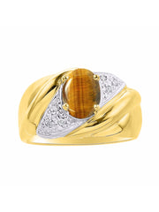 Rylos 14K Yellow Gold Ring with Oval 8X6MM Gemstone & Diamonds - Classic Design Color Stone Jewelry for Women in Gold, Sizes 5-10