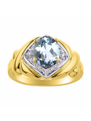 Rylos 14K Yellow Gold XOXO Hugs & Kisses Ring with 9X7MM Gemstone & Diamonds - Expressive Color Stone Jewelry for Women in Sizes 5-10