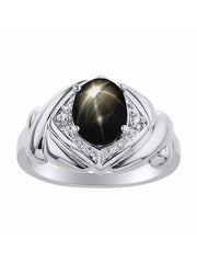 Rylos Hugs & Kisses XOXO Ring with 9X7MM Gemstone & Diamonds - Expressive Color Stone Jewelry for Women in Sterling Silver, Sizes 5-13