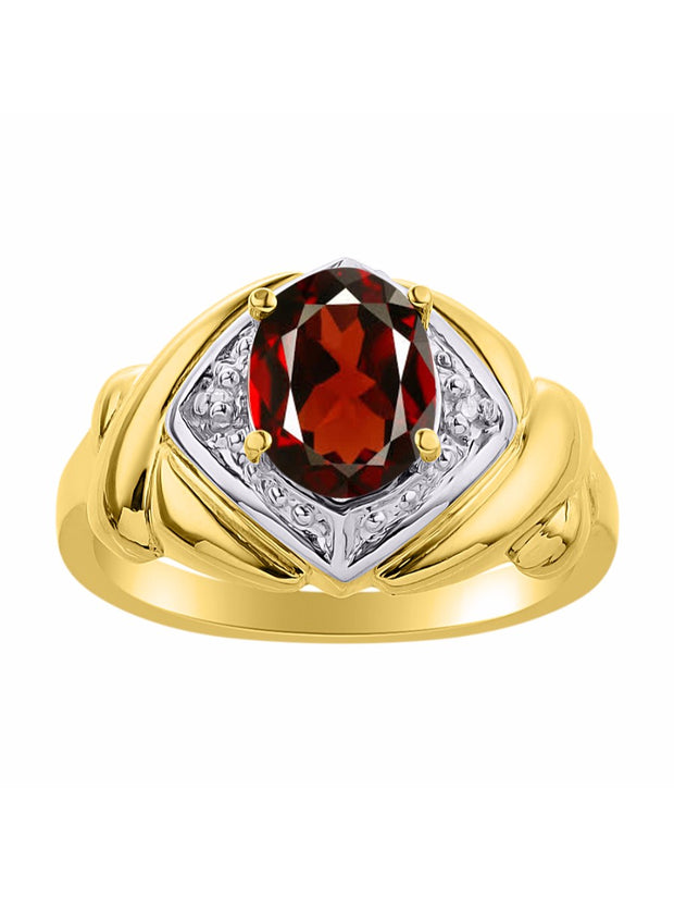 Rylos Hugs & Kisses XOXO Ring with 9X7MM Gemstone & Diamonds - Expressive Color Stone Jewelry for Women in Yellow Gold Plated Silver, Sizes 5-13