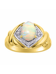 Rylos Hugs & Kisses XOXO Ring with 9X7MM Gemstone & Diamonds - Expressive Color Stone Jewelry for Women in Yellow Gold Plated Silver, Sizes 5-13