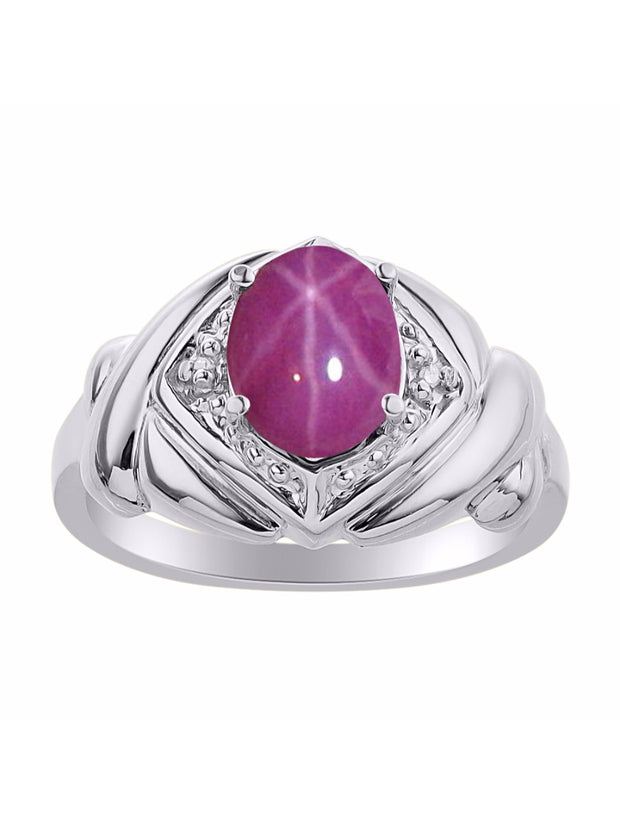 Rylos Hugs & Kisses XOXO Ring with 9X7MM Gemstone & Diamonds - Expressive Color Stone Jewelry for Women in Sterling Silver, Sizes 5-13