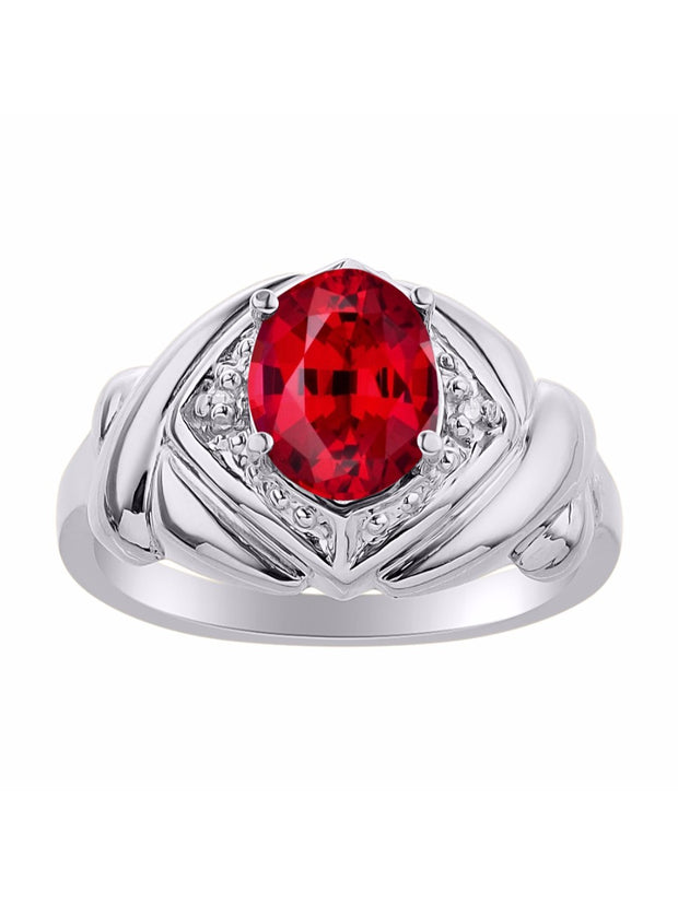 Rylos 14K White Gold XOXO Hugs & Kisses Ring with 9X7MM Gemstone & Diamonds - Expressive Color Stone Jewelry for Women in Sizes 5-10