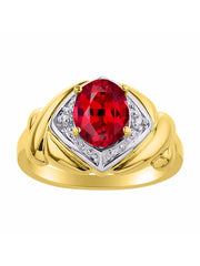 Rylos 14K Yellow Gold XOXO Hugs & Kisses Ring with 9X7MM Gemstone & Diamonds - Expressive Color Stone Jewelry for Women in Sizes 5-10