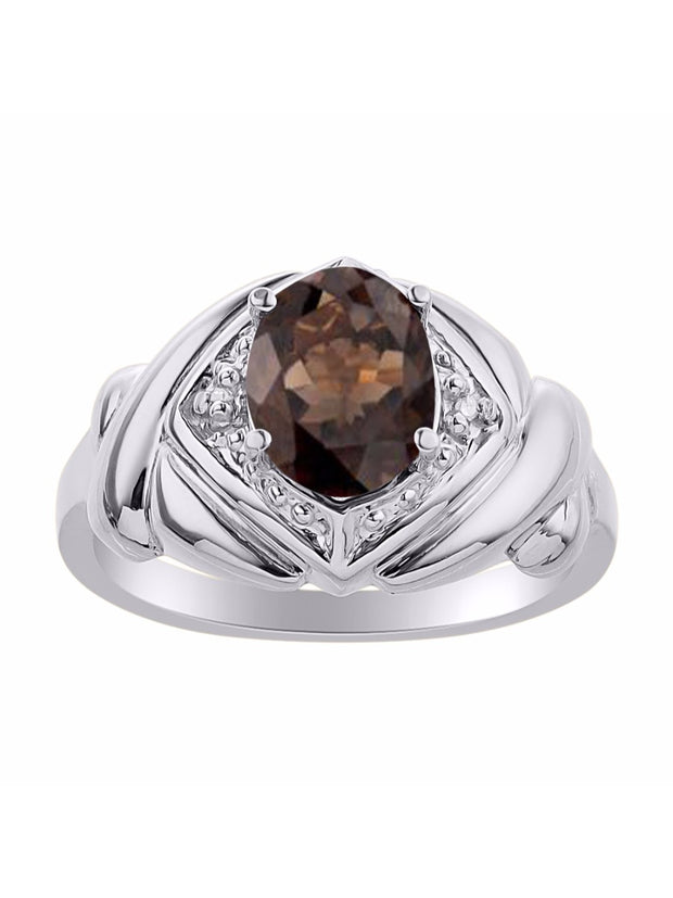 Rylos Hugs & Kisses XOXO Ring with 9X7MM Gemstone & Diamonds - Expressive Color Stone Jewelry for Women in Sterling Silver, Sizes 5-13