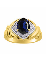 Rylos 14K Yellow Gold XOXO Hugs & Kisses Ring with 9X7MM Gemstone & Diamonds - Expressive Color Stone Jewelry for Women in Sizes 5-10