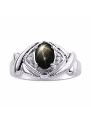 Rylos Hugs & Kisses XOXO Ring with 7X5MM Gemstone & Diamonds - Birthstone Jewelry for Women in Sterling Silver, Sizes 5-10