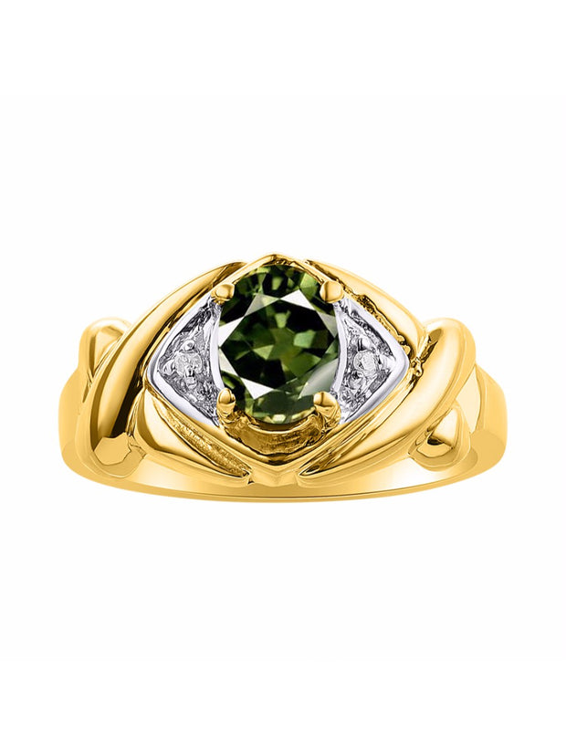 Rylos Hugs & Kisses XOXO Ring with 7X5MM Gemstone & Diamonds - Birthstone Jewelry for Women in Yellow Gold Plated Silver, Sizes 5-10