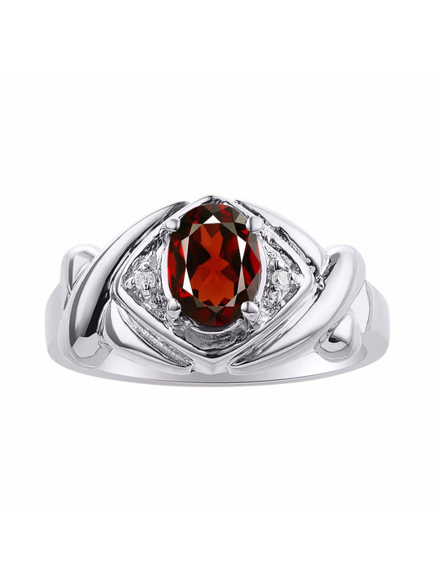 Rylos Hugs & Kisses XOXO Ring with 7X5MM Gemstone & Diamonds - Birthstone Jewelry for Women in Sterling Silver, Sizes 5-10