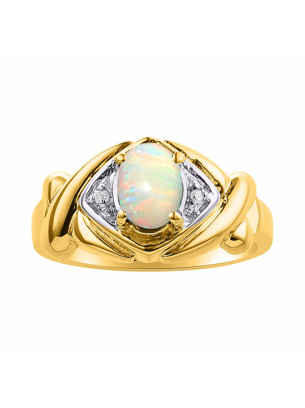 Rylos Hugs & Kisses XOXO Ring with 7X5MM Gemstone & Diamonds - Birthstone Jewelry for Women in Yellow Gold Plated Silver, Sizes 5-10