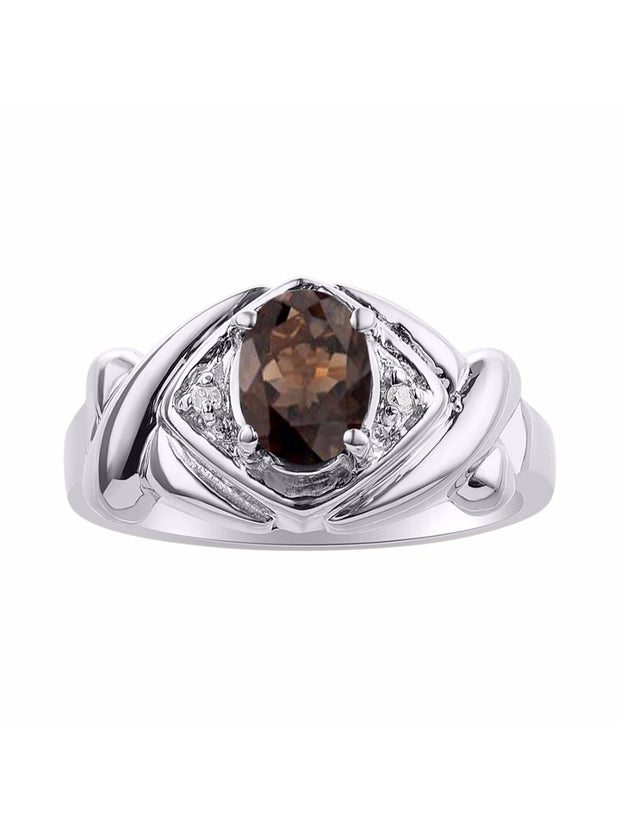 Rylos Hugs & Kisses XOXO Ring with 7X5MM Gemstone & Diamonds - Birthstone Jewelry for Women in Sterling Silver, Sizes 5-10