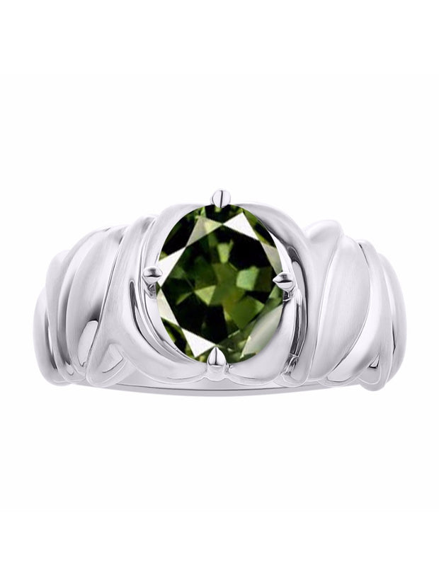 RYLOS  Rings for Women Sterling Silver Ring Solitaire 9X7MM Oval Gemstone with Satin Finish Band  September Green Sapphire Jewelry for Women Sterling Silver Rings for Women Size 5,6,7,8,9,10,11,12,13