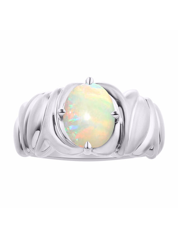 Rylos 14K White Gold Ring Solitaire 9X7MM Oval Gemstone with Satin Finish Band Color Stone Birthstone Jewelry for Women Sizes 5-10