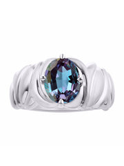 Rylos 14K White Gold Ring Solitaire 9X7MM Oval Gemstone with Satin Finish Band Color Stone Birthstone Jewelry for Women Sizes 5-10