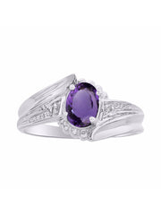 Rylos 14K White Gold Swirl Z Ring with 7X5MM Oval Gemstone & Diamond Accent  Exquisite Color Stone Birthstone Jewelry for Women  Available in Sizes 5-10