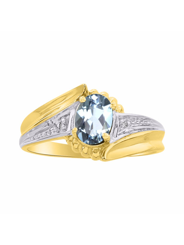 Rylos 14K Yellow Gold Swirl Z Ring with 7X5MM Oval Gemstone & Diamond Accent  Exquisite Color Stone Birthstone Jewelry for Women  Available in Sizes 5-10