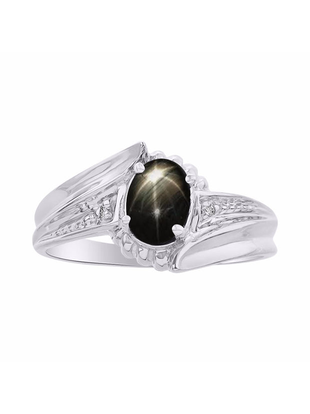 Rylos 14K White Gold Swirl Z Ring with 7X5MM Oval Gemstone & Diamond Accent  Exquisite Color Stone Birthstone Jewelry for Women  Available in Sizes 5-10