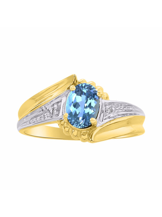 Rylos 14K Yellow Gold Swirl Z Ring with 7X5MM Oval Gemstone & Diamond Accent  Exquisite Color Stone Birthstone Jewelry for Women  Available in Sizes 5-10