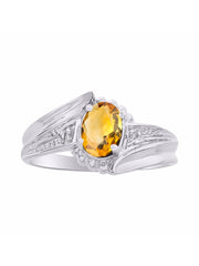 Rylos 14K White Gold Swirl Z Ring with 7X5MM Oval Gemstone & Diamond Accent  Exquisite Color Stone Birthstone Jewelry for Women  Available in Sizes 5-10