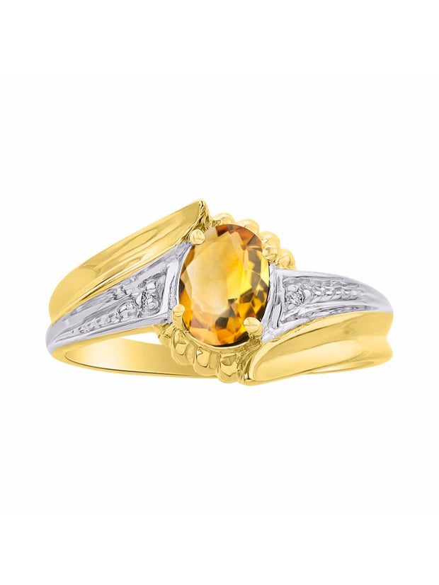 Rylos 14K Yellow Gold Swirl Z Ring with 7X5MM Oval Gemstone & Diamond Accent  Exquisite Color Stone Birthstone Jewelry for Women  Available in Sizes 5-10