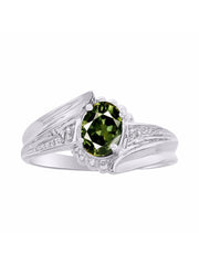 Rylos Swirl Z Ring with 7X5MM Oval Gemstone & Diamond Accent  Elegant Birthstone Jewelry for Women in Sterling Silver  Available in Sizes 5-10