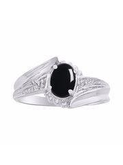 Rylos Swirl Z Ring with 7X5MM Oval Gemstone & Diamond Accent  Elegant Birthstone Jewelry for Women in Sterling Silver  Available in Sizes 5-10